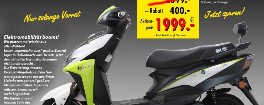 Elektroroller Falcon, kurzfristig 400 € sparen
