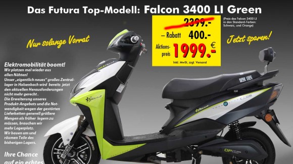 Elektroroller Falcon, kurzfristig 400 € sparen