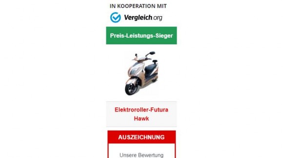 E-Scooter 'HAWK', Preis-Leistung-Sieger in der Auto-Bild